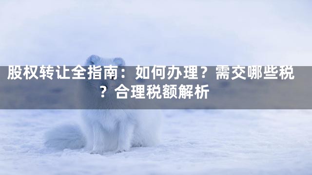 股权转让全指南：如何办理？需交哪些税？合理税额解析