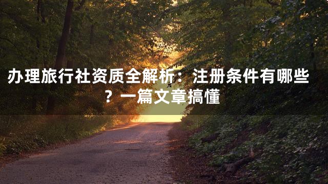 办理旅行社资质全解析：注册条件有哪些？一篇文章搞懂