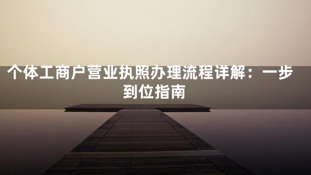 个体工商户营业执照办理流程详解：一步到位指南