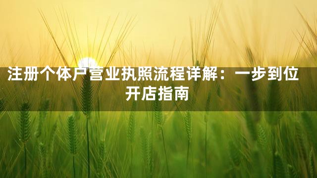 注册个体户营业执照流程详解：一步到位开店指南