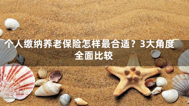 个人缴纳养老保险怎样最合适？3大角度全面比较