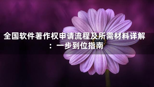 全国软件著作权申请流程及所需材料详解：一步到位指南