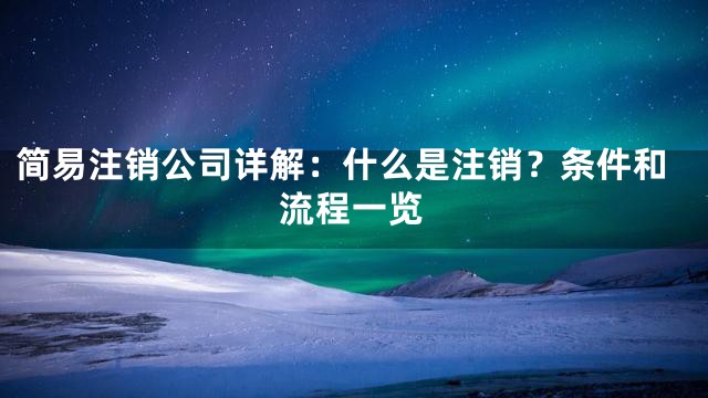 简易注销公司详解：什么是注销？条件和流程一览