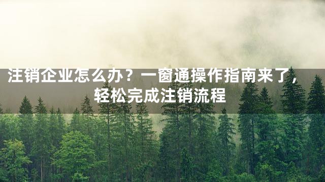 注销企业怎么办？一窗通操作指南来了，轻松完成注销流程