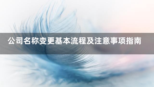 公司名称变更基本流程及注意事项指南