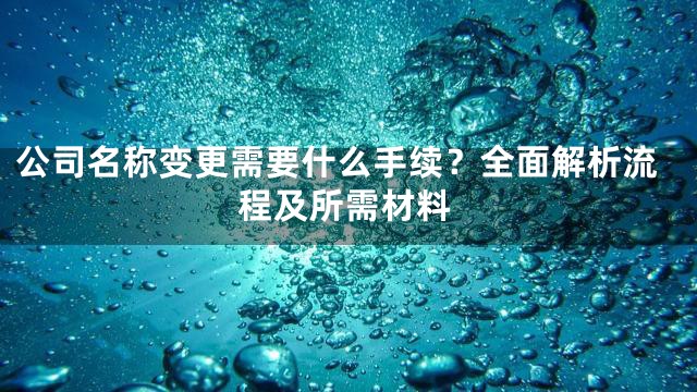 公司名称变更需要什么手续？全面解析流程及所需材料