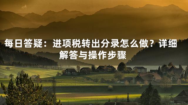 每日答疑：进项税转出分录怎么做？详细解答与操作步骤