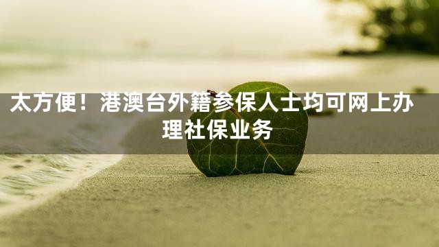 太方便！港澳台外籍参保人士均可网上办理社保业务
