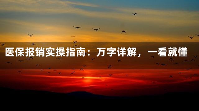 医保报销实操指南：万字详解，一看就懂