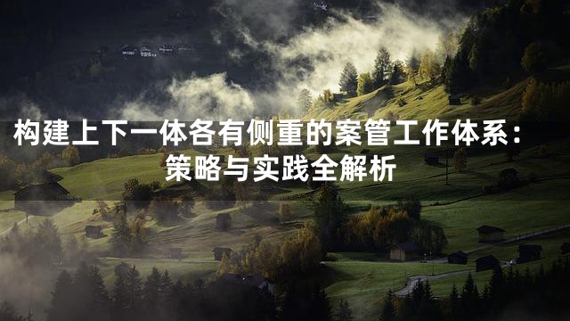 构建上下一体各有侧重的案管工作体系：策略与实践全解析