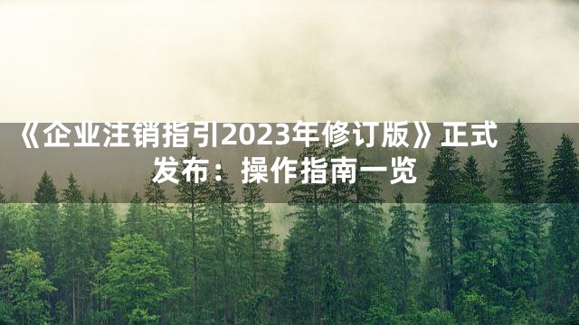 《企业注销指引2023年修订版》正式发布：操作指南一览
