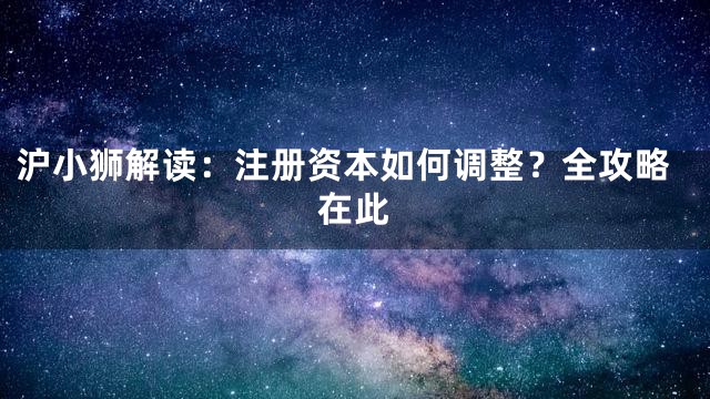 沪小狮解读：注册资本如何调整？全攻略在此