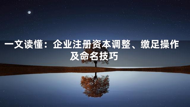 一文读懂：企业注册资本调整、缴足操作及命名技巧