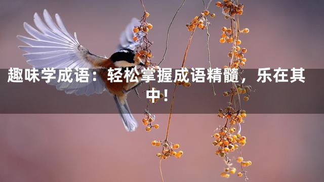 趣味学成语：轻松掌握成语精髓，乐在其中！