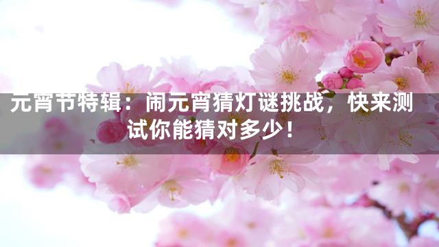 元宵节特辑：闹元宵猜灯谜挑战，快来测试你能猜对多少！