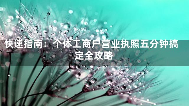 快速指南：个体工商户营业执照五分钟搞定全攻略