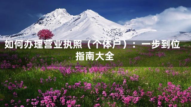 如何办理营业执照（个体户）：一步到位指南大全