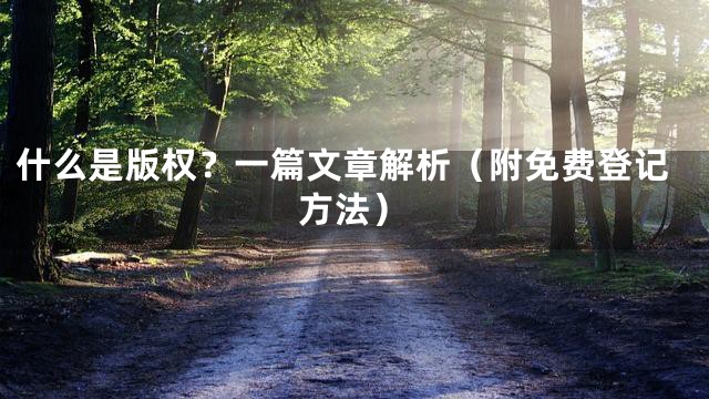什么是版权？一篇文章解析（附免费登记方法）