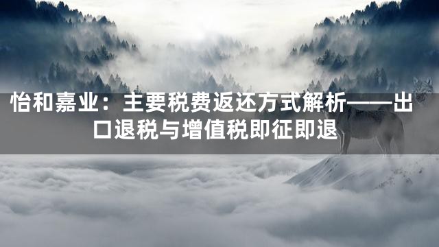 怡和嘉业：主要税费返还方式解析——出口退税与增值税即征即退