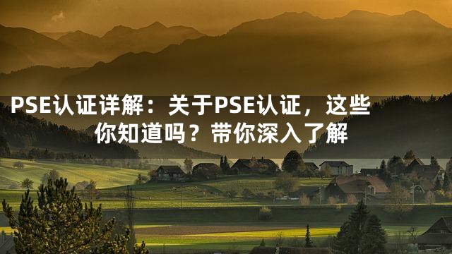 PSE认证详解：关于PSE认证，这些你知道吗？带你深入了解