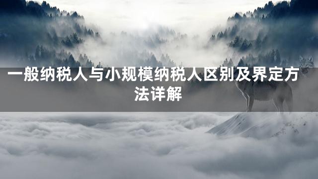 一般纳税人与小规模纳税人区别及界定方法详解
