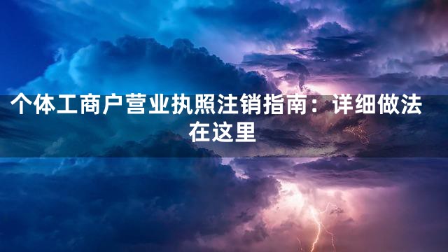 个体工商户营业执照注销指南：详细做法在这里