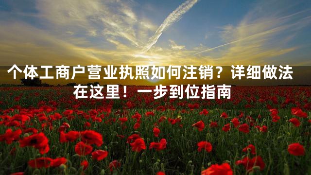 个体工商户营业执照如何注销？详细做法在这里！一步到位指南