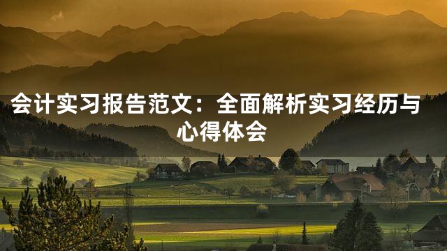 会计实习报告范文：全面解析实习经历与心得体会