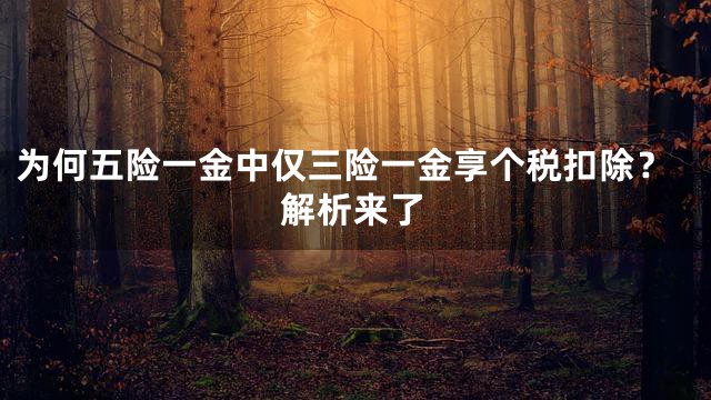 为何五险一金中仅三险一金享个税扣除？解析来了