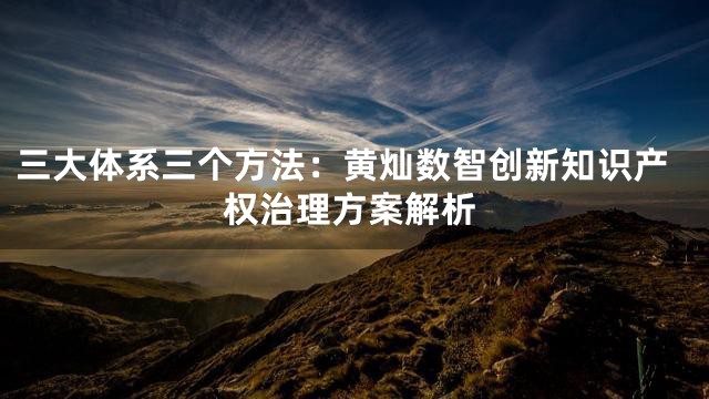 三大体系三个方法：黄灿数智创新知识产权治理方案解析