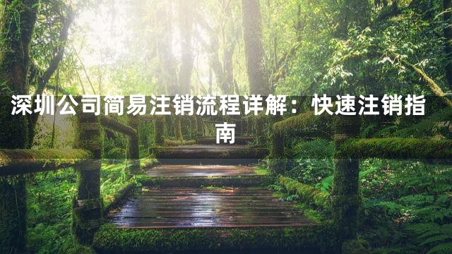 深圳公司简易注销流程详解：快速注销指南