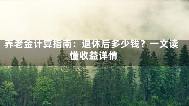 养老金计算指南：退休后多少钱？一文读懂收益详情
