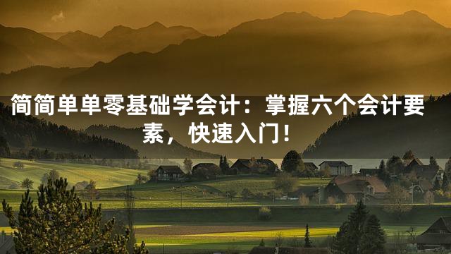 简简单单零基础学会计：掌握六个会计要素，快速入门！