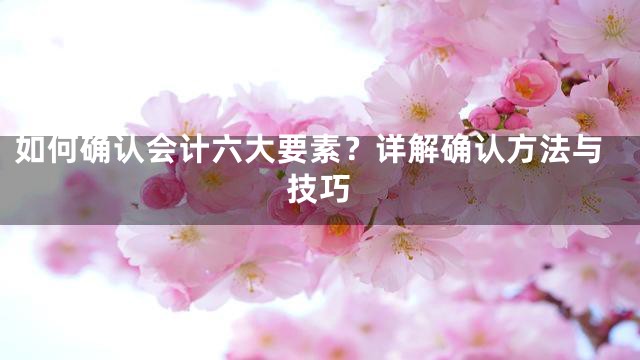 如何确认会计六大要素？详解确认方法与技巧