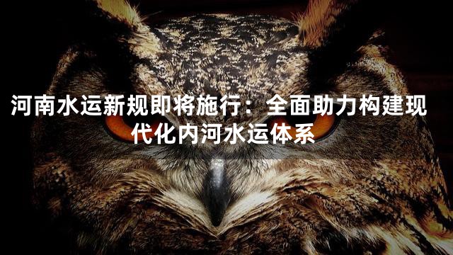 河南水运新规即将施行：全面助力构建现代化内河水运体系