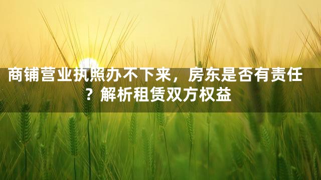 商铺营业执照办不下来，房东是否有责任？解析租赁双方权益