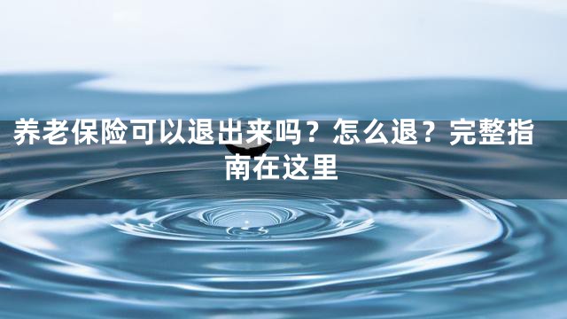 养老保险可以退出来吗？怎么退？完整指南在这里