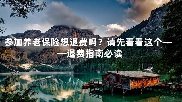 参加养老保险想退费吗？请先看看这个——退费指南必读