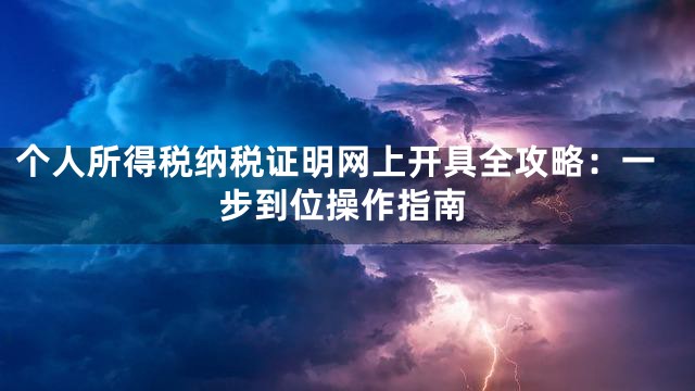个人所得税纳税证明网上开具全攻略：一步到位操作指南