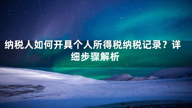纳税人如何开具个人所得税纳税记录？详细步骤解析