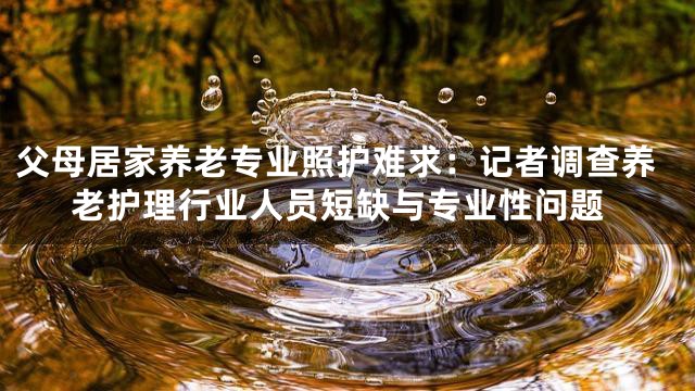 父母居家养老专业照护难求：记者调查养老护理行业人员短缺与专业性问题