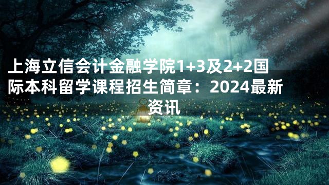 上海立信会计金融学院1+3及2+2国际本科留学课程招生简章：2024最新资讯