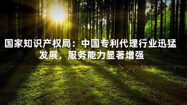 国家知识产权局：中国专利代理行业迅猛发展，服务能力显著增强