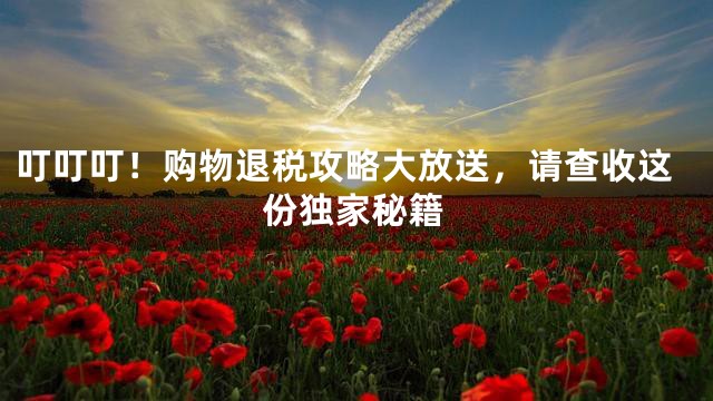叮叮叮！购物退税攻略大放送，请查收这份独家秘籍