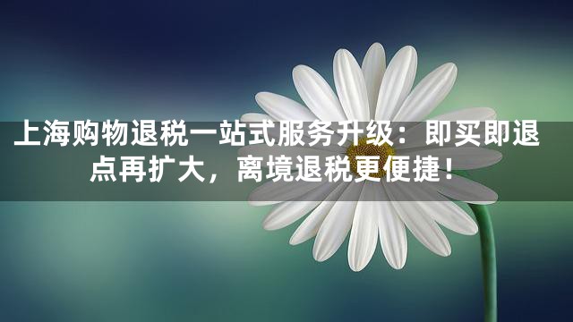 上海购物退税一站式服务升级：即买即退点再扩大，离境退税更便捷！