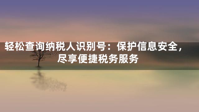 轻松查询纳税人识别号：保护信息安全，尽享便捷税务服务