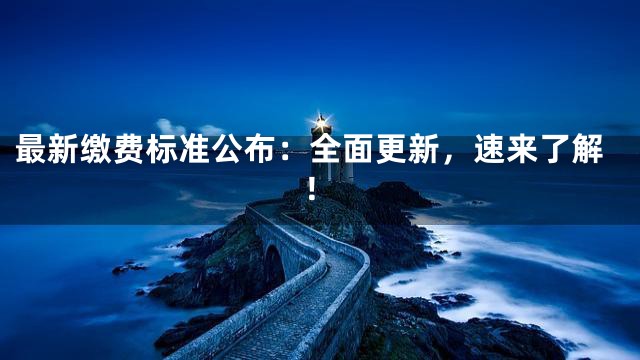最新缴费标准公布：全面更新，速来了解！
