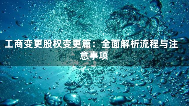 工商变更股权变更篇：全面解析流程与注意事项