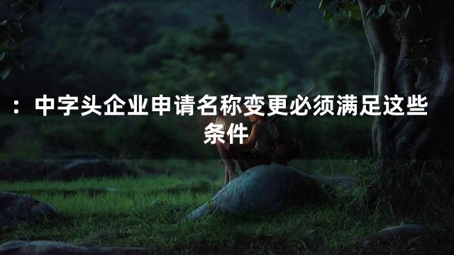 ：中字头企业申请名称变更必须满足这些条件