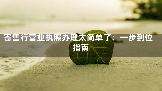 寄售行营业执照办理太简单了：一步到位指南